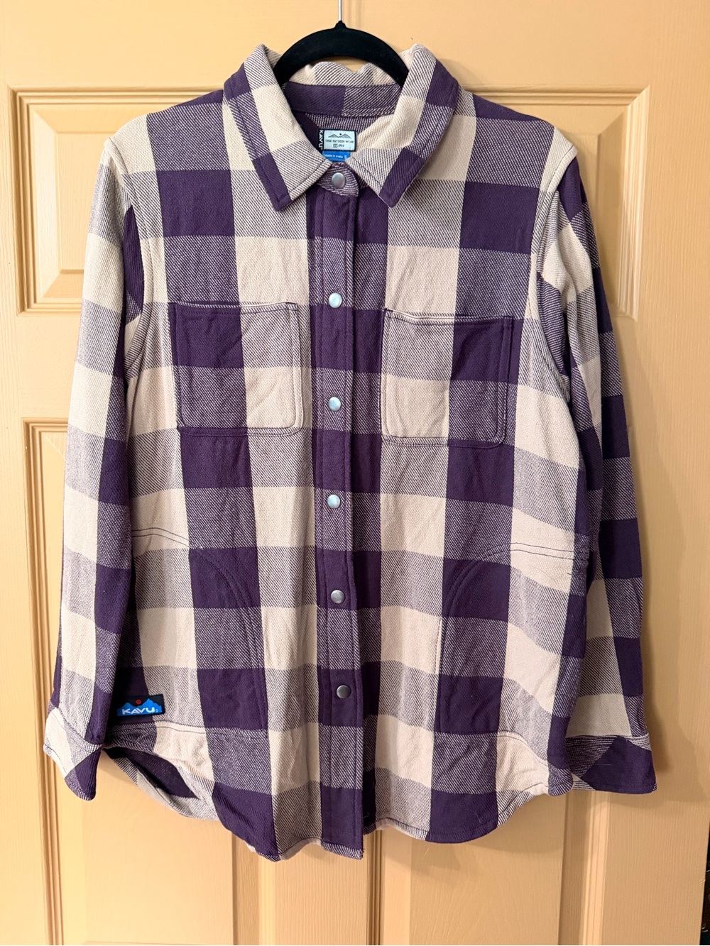 Kavu Women’s Purple and Cream Check Snap-Front Shirt